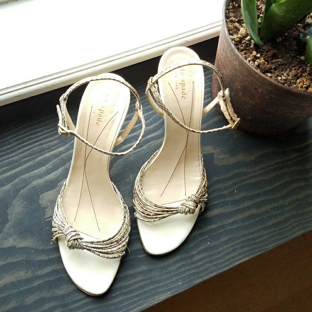 Kate Spade Snake Skin 3.5" Sandals, Size 7.5